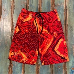 Nike 6.0 Boardshorts 28 Tie Dye Red Yellow Bright Aztec Psychedelic Tribal Surf